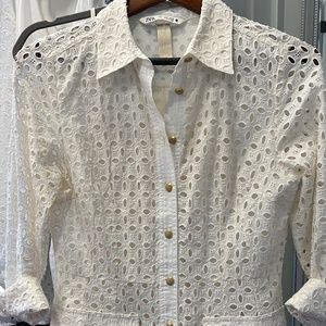 Zara eyelet textured shirt dress size small